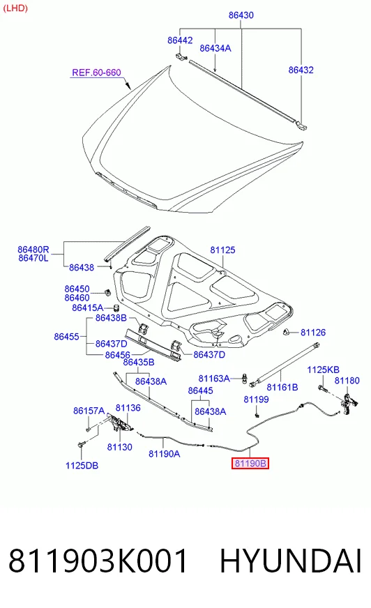 Купити Трос капота Hyundai Sonata V NF