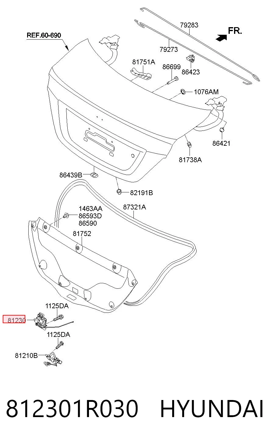 812301R030 Hyundai/Kia Замок п'ятих дверей
