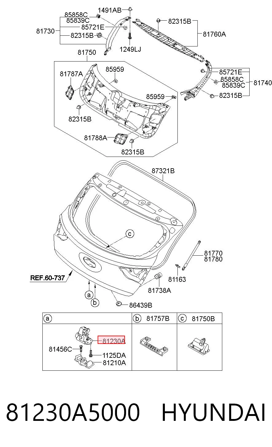81230A5000 Hyundai/Kia Замок п'ятих дверей