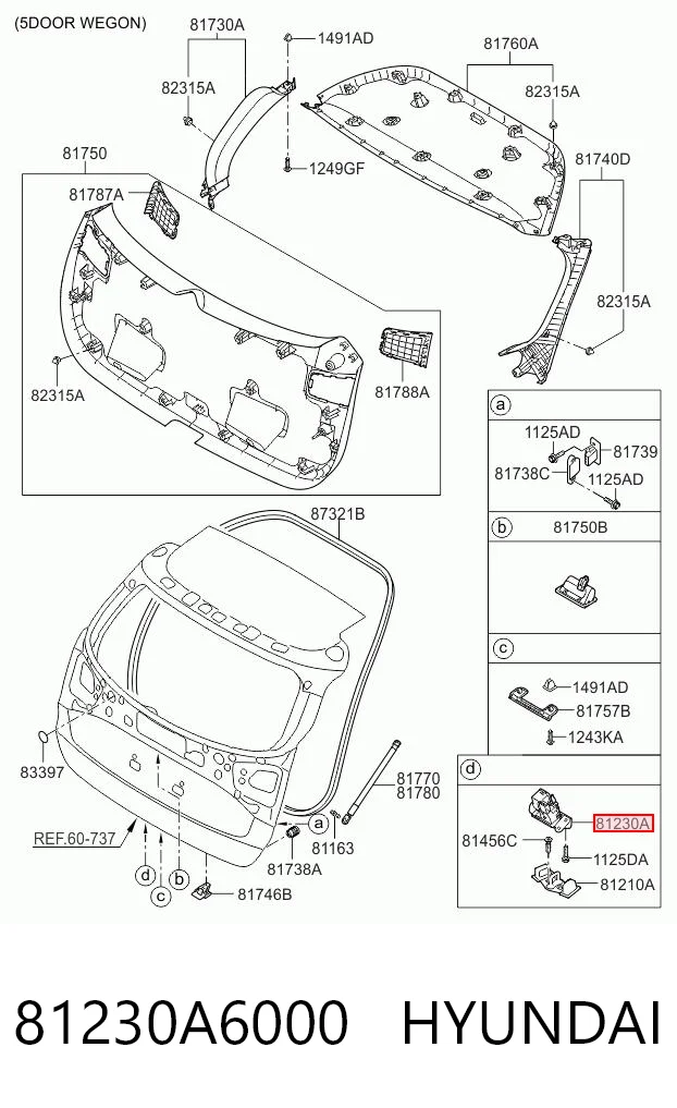 Замок п'ятих дверей на Hyundai I30  GDH