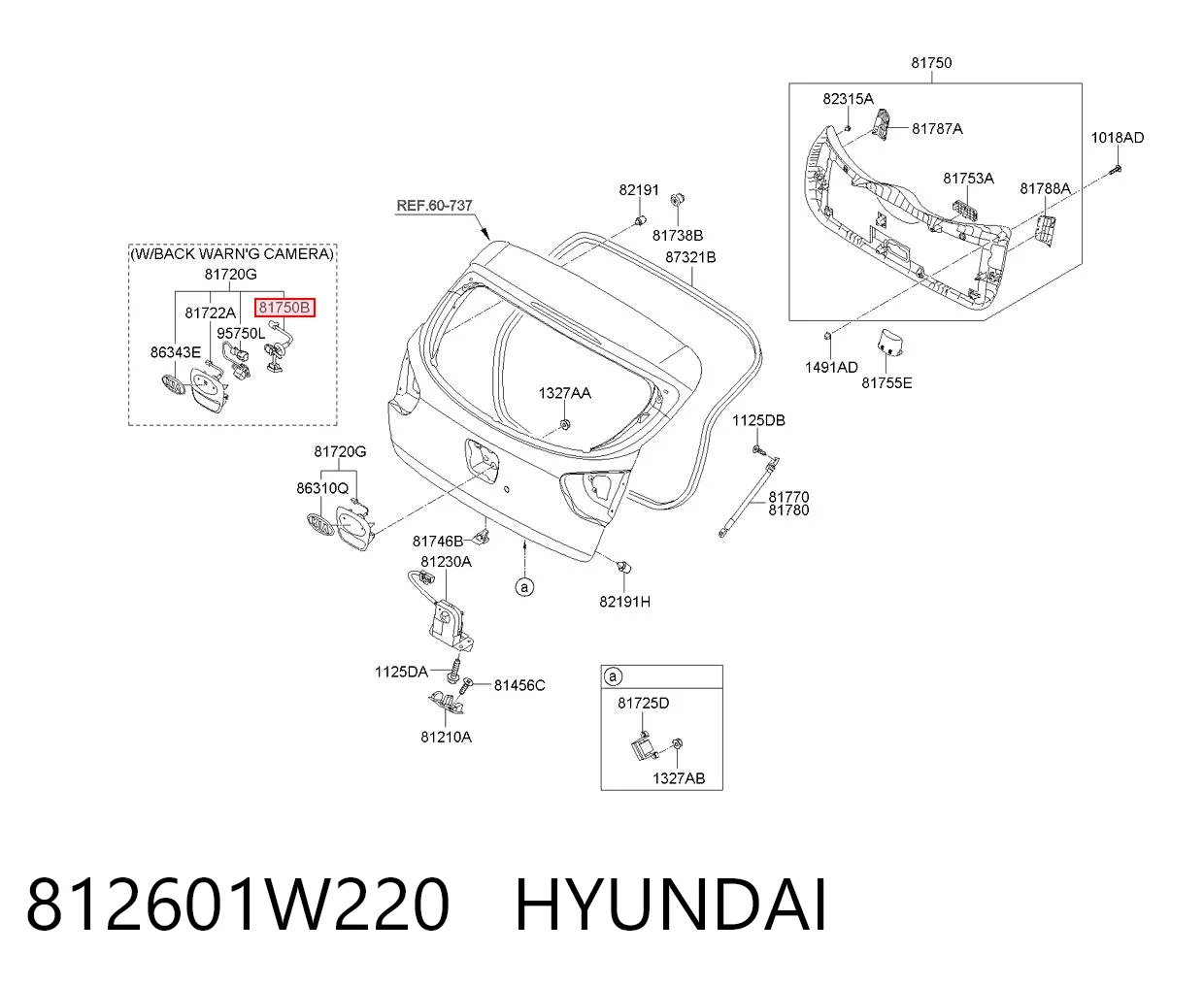 812601W220 Hyundai/Kia Кнопка приводу замка 3/5 дверей (ляди) / кришки багажника