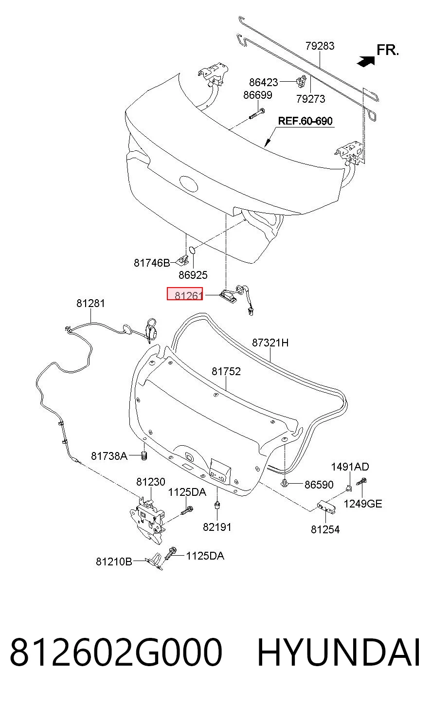 812602G000 Hyundai/Kia Кнопка приводу замка задньої 3/5 двері (ляди)