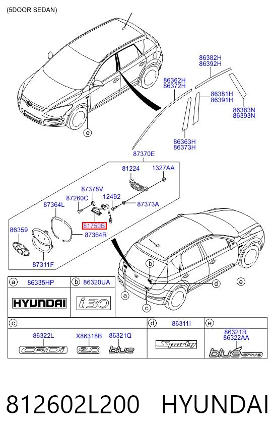 812602L200 Hyundai/Kia Кнопка приводу замка задньої 3/5 двері (ляди)