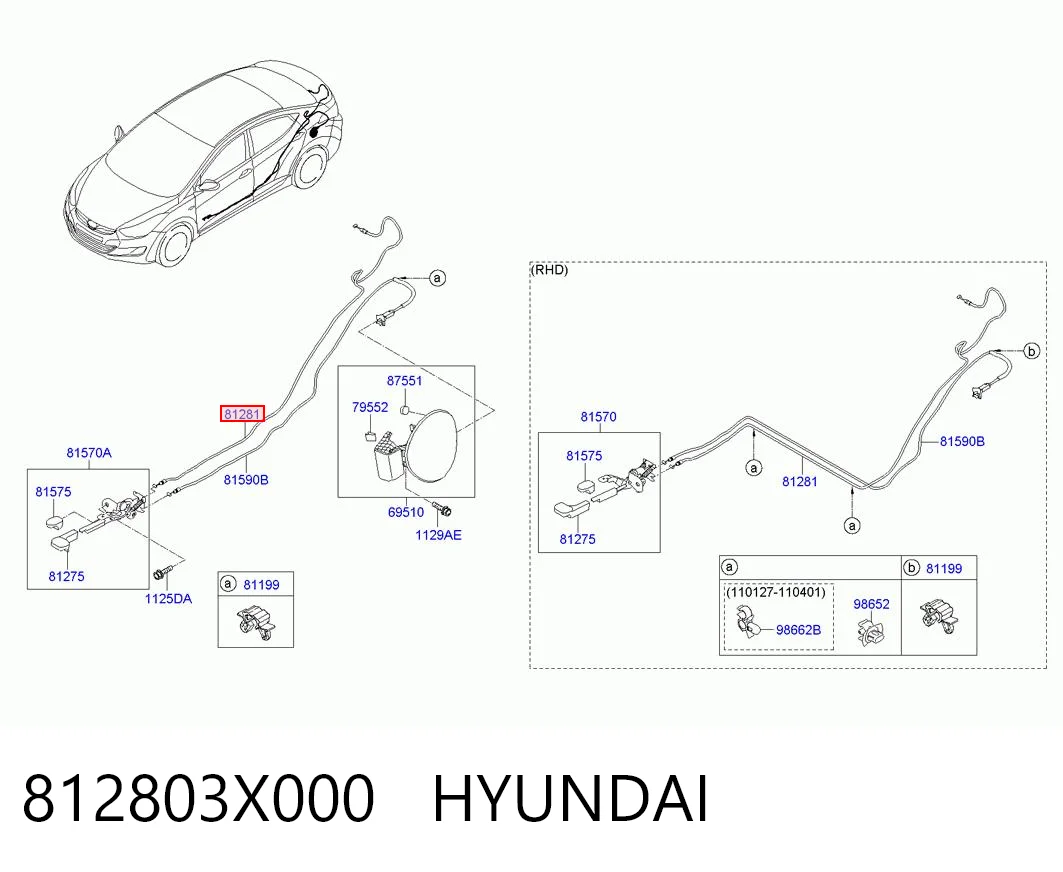 812803X000 Hyundai/Kia Трос відкриття багажника/дверей 3-х (5-х)