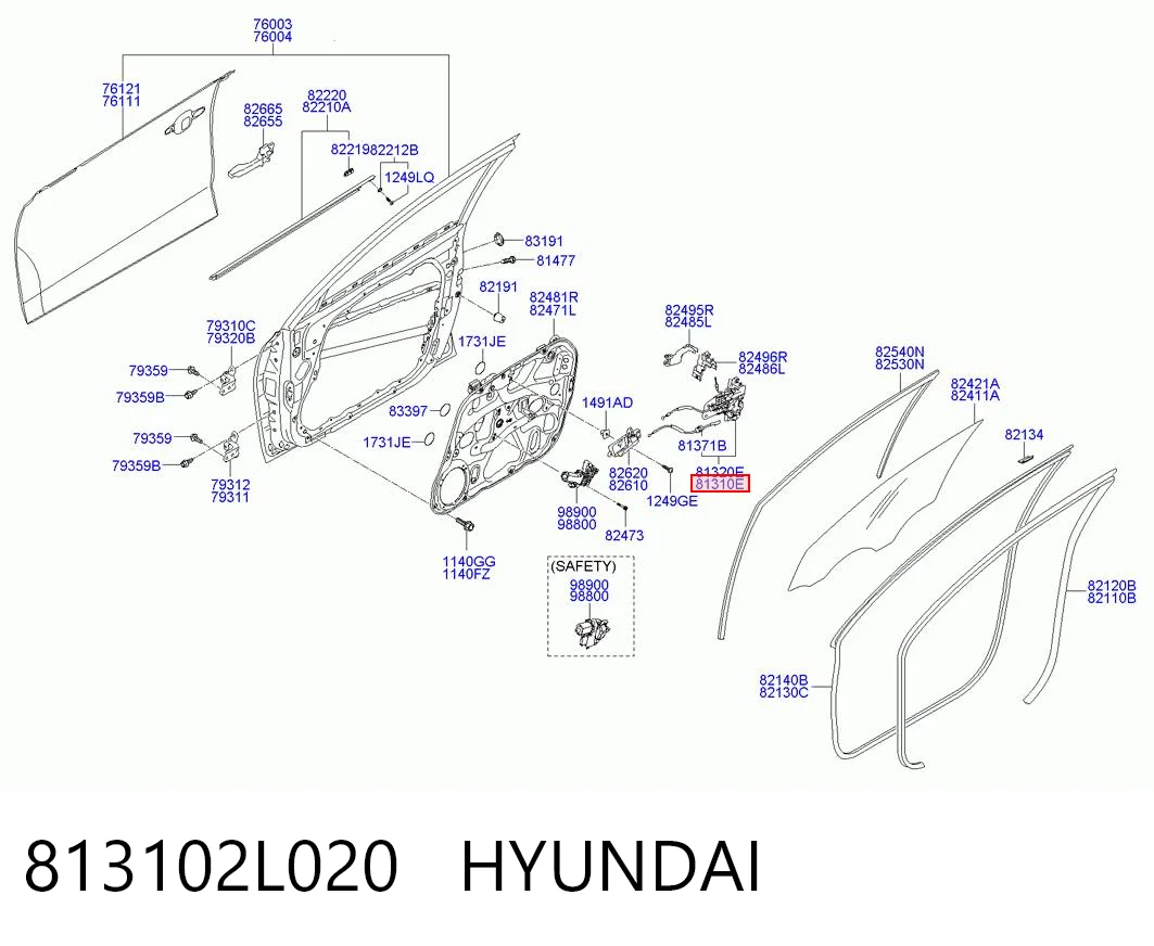 813102L020 Hyundai/Kia Замок водійських дверей