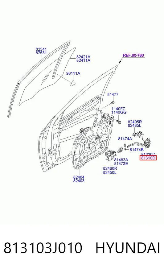 813103J010 Hyundai/Kia Замок водійських дверей