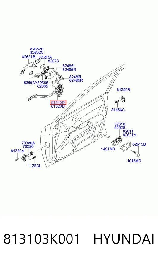 813103K001 Hyundai/Kia Замок водійських дверей