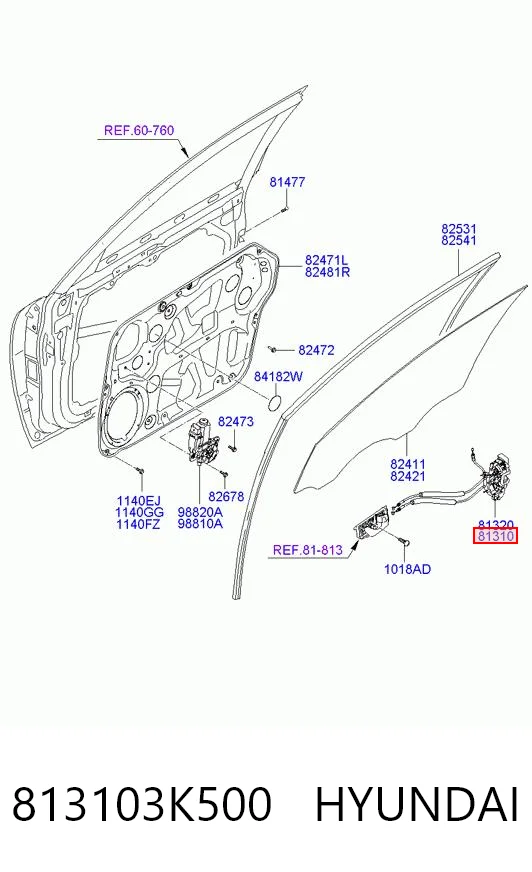 Замок водійських дверей на Hyundai Sonata V NF