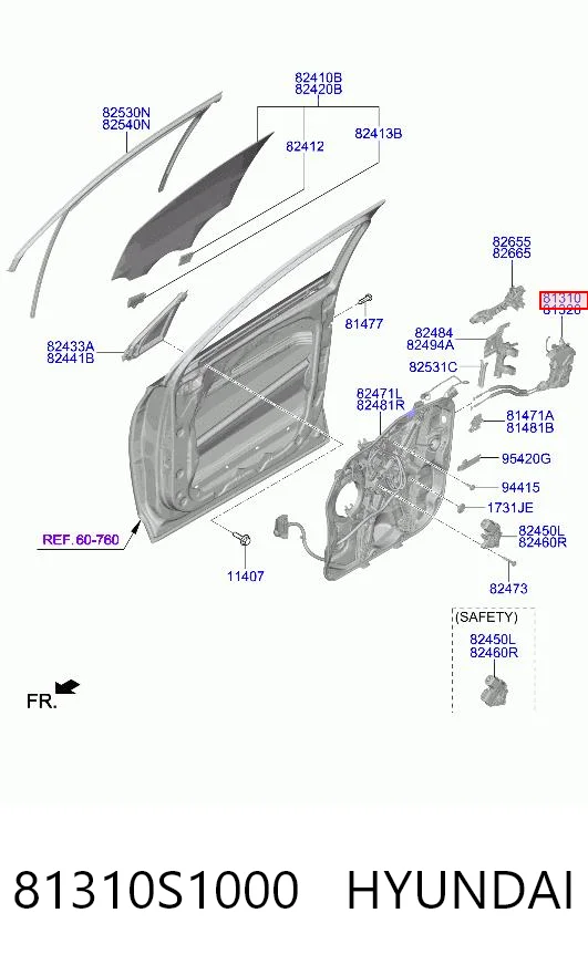 Замок водійських дверей на Hyundai Santa Fe IV TM, TMA