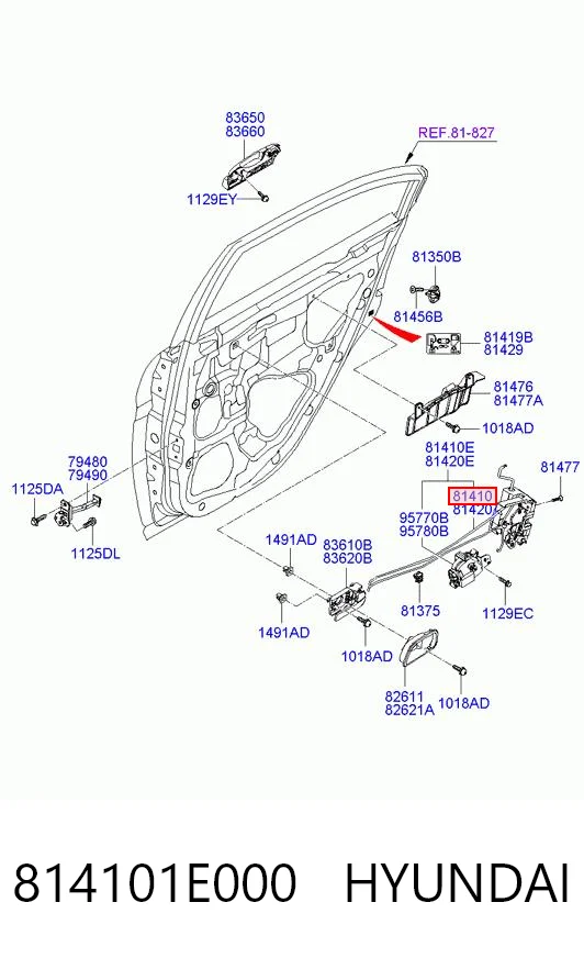 814101E000 Hyundai/Kia Замок задніх дверей, лівих