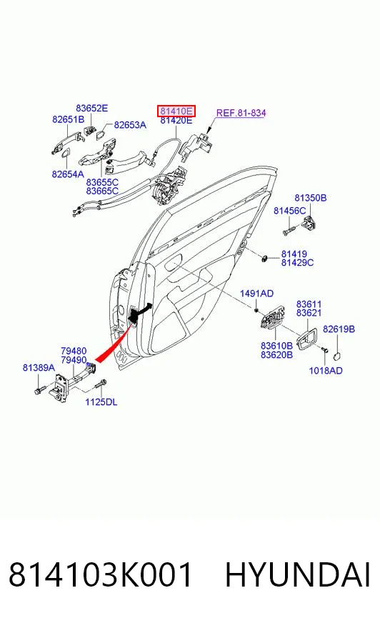 814103K001 Hyundai/Kia Замок задніх дверей, лівих