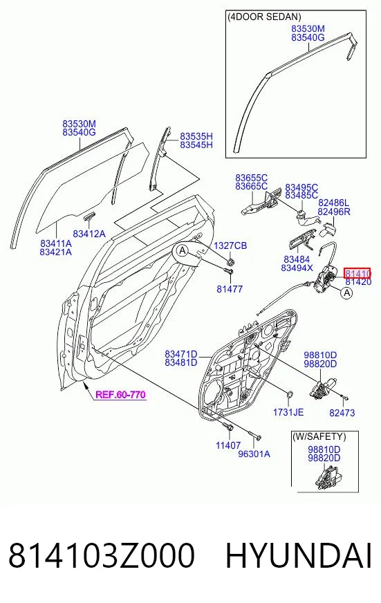 814103Z000 Hyundai/Kia Замок задніх дверей, лівих