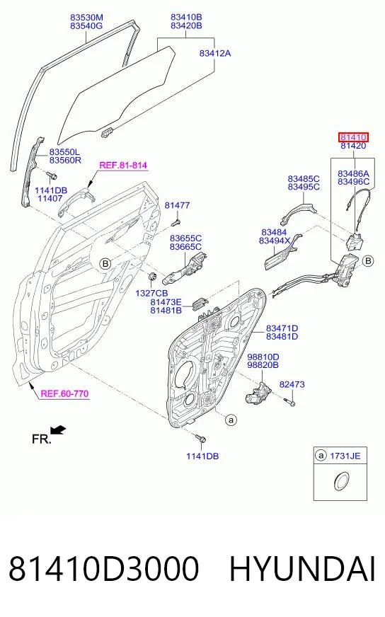81410D3000 Hyundai/Kia Замок задніх дверей, лівих