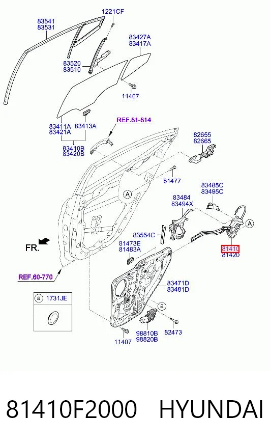 81410F2000 Hyundai/Kia Замок задніх дверей, лівих