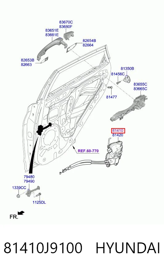 81410J9100 Hyundai/Kia Замок задніх дверей, лівих