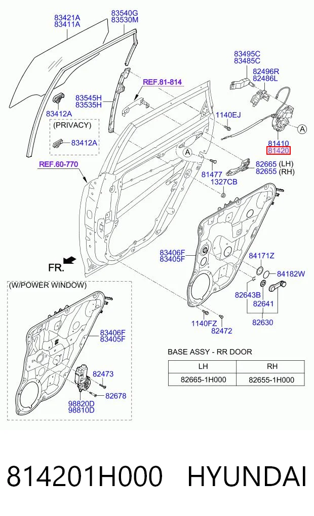 814201H000 Hyundai/Kia Замок задньої дверї, правої