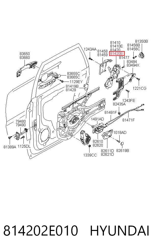 814202E010 Hyundai/Kia Замок задньої дверї, правої