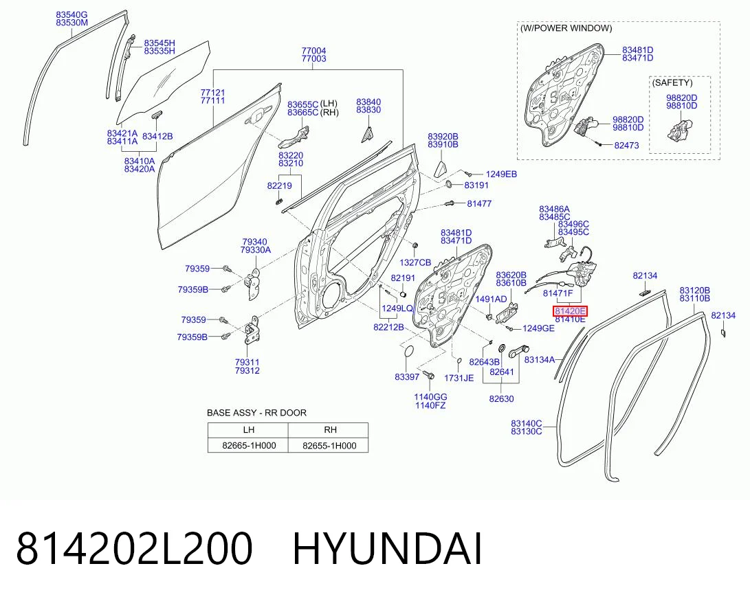 814202L200 Hyundai/Kia Замок задньої дверї, правої
