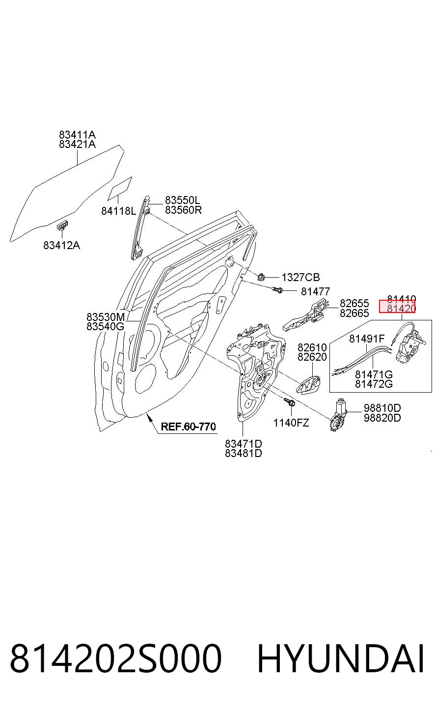 814202S000 Hyundai/Kia Замок задньої дверї, правої