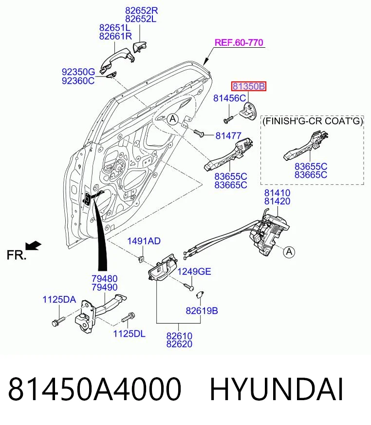 81450A4000 Hyundai/Kia Петля-зачіп (відповідна частина) замка двері передньої