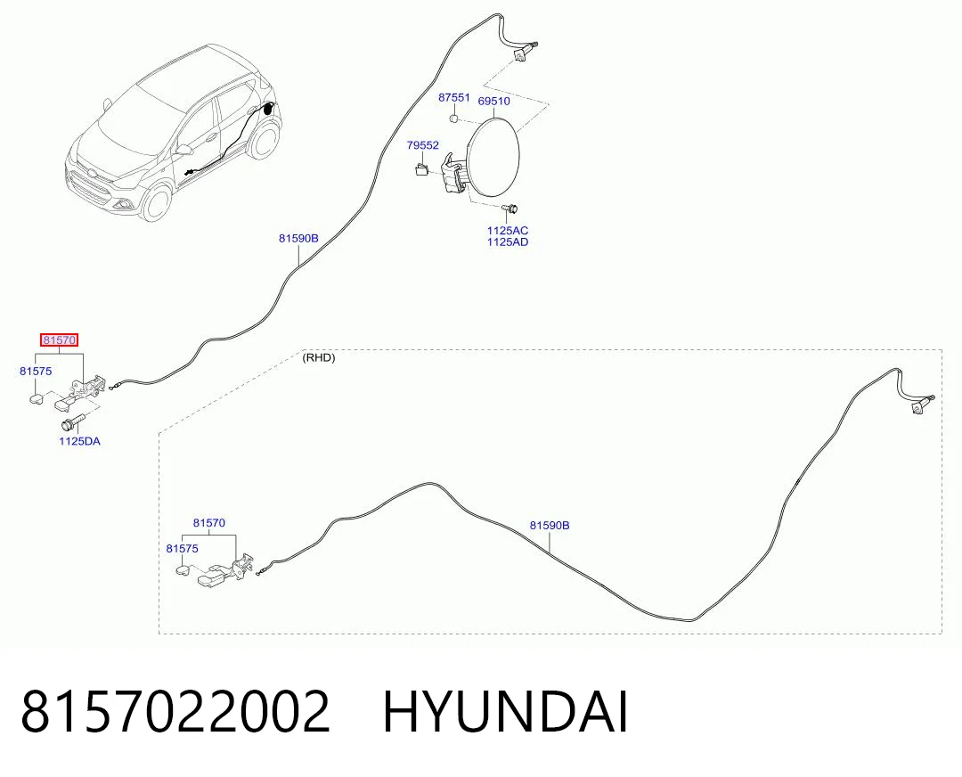 8157022002 Hyundai/Kia Ручка відкривання замка/лючка бензобака