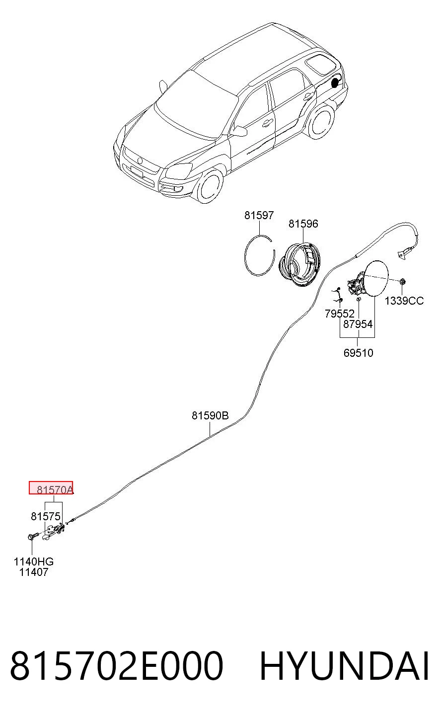 815702E000 Hyundai/Kia Ручка відкривання замка/лючка бензобака