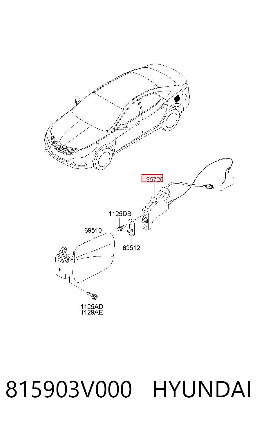 815903V000 Hyundai/Kia Трос відкривання лючка бензобака