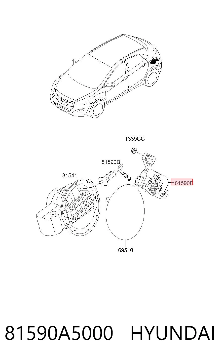 81590A5000 Hyundai/Kia Мотор-привод відкриття лючка бака