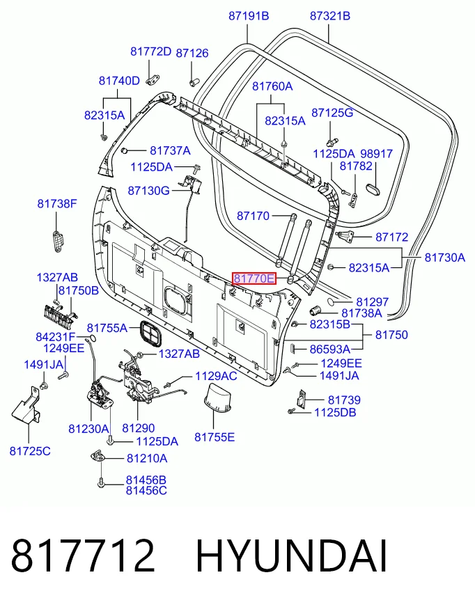 817712 Hyundai/Kia Амортизатор кришки багажника / двері 3/5-ї задньої