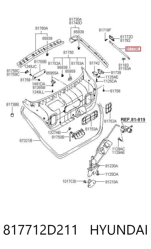 Амортизатор кришки багажника / двері 3/5-ї задньої на Hyundai Elantra III XD