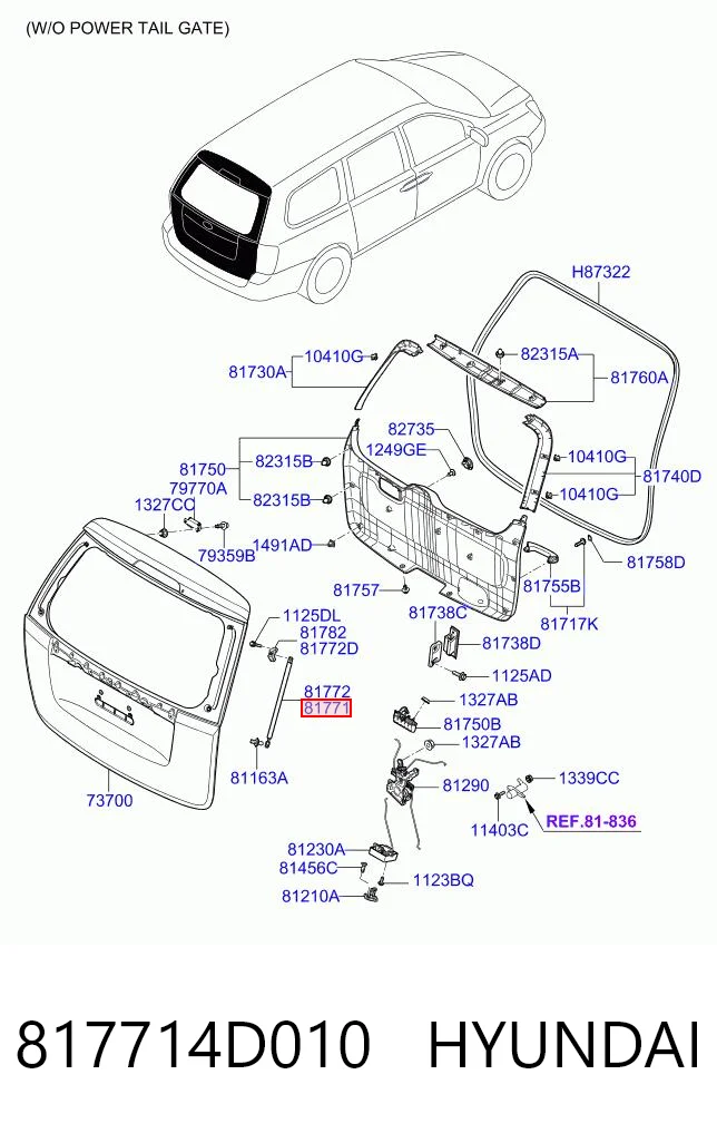 Амортизатор двері задньої KIA Carnival III мінівен (VQ) (2005 - 2015) ціна, від 11.51 USD