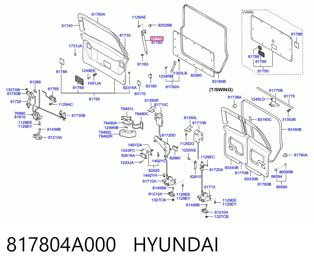 Амортизатор двері задньої Hyundai H-1 STAREX Starex автобус (2001 - 2004) ціна, від 19.18 USD