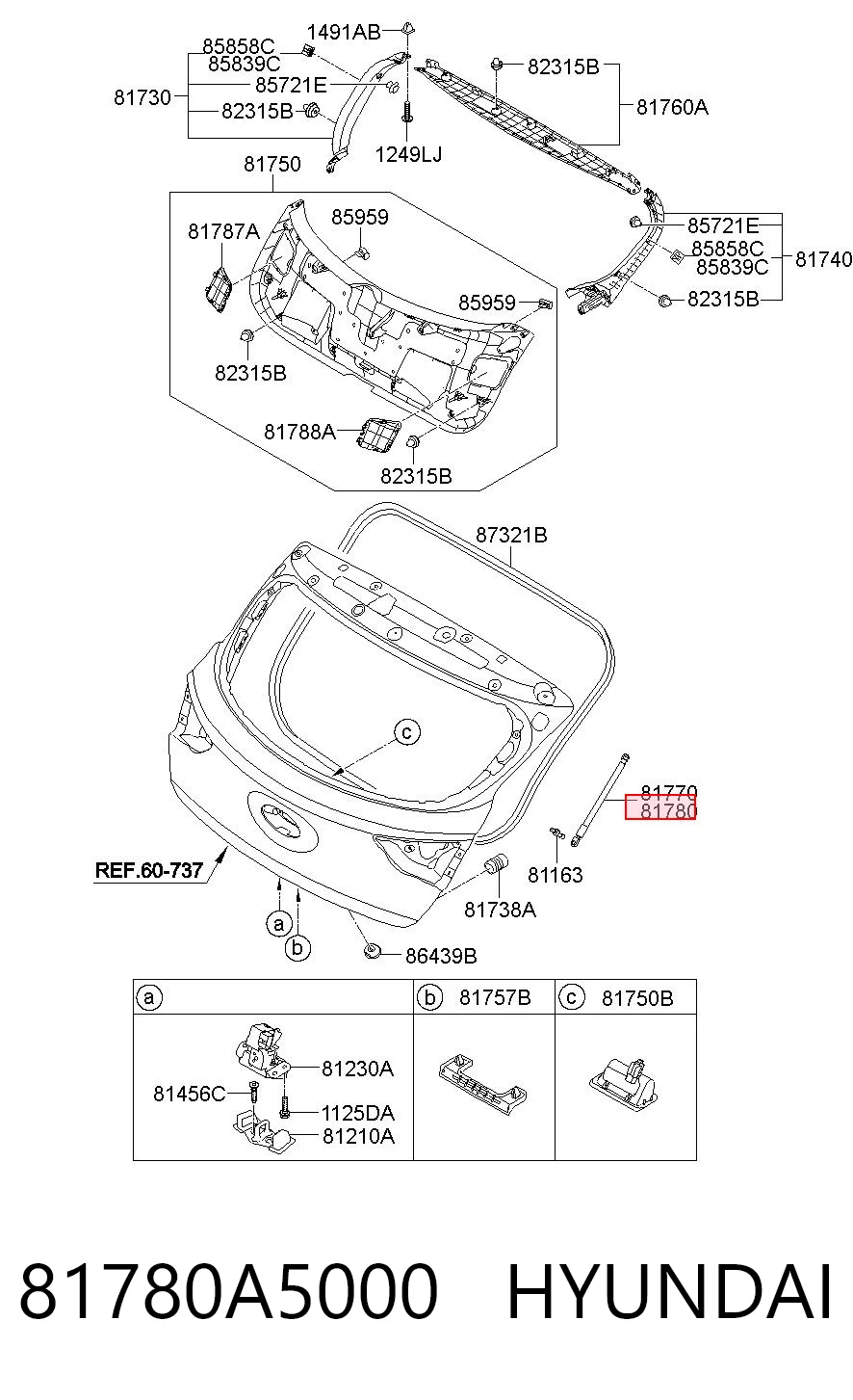 81780A5000 Hyundai/Kia Амортизатор кришки багажника / двері 3/5-ї задньої