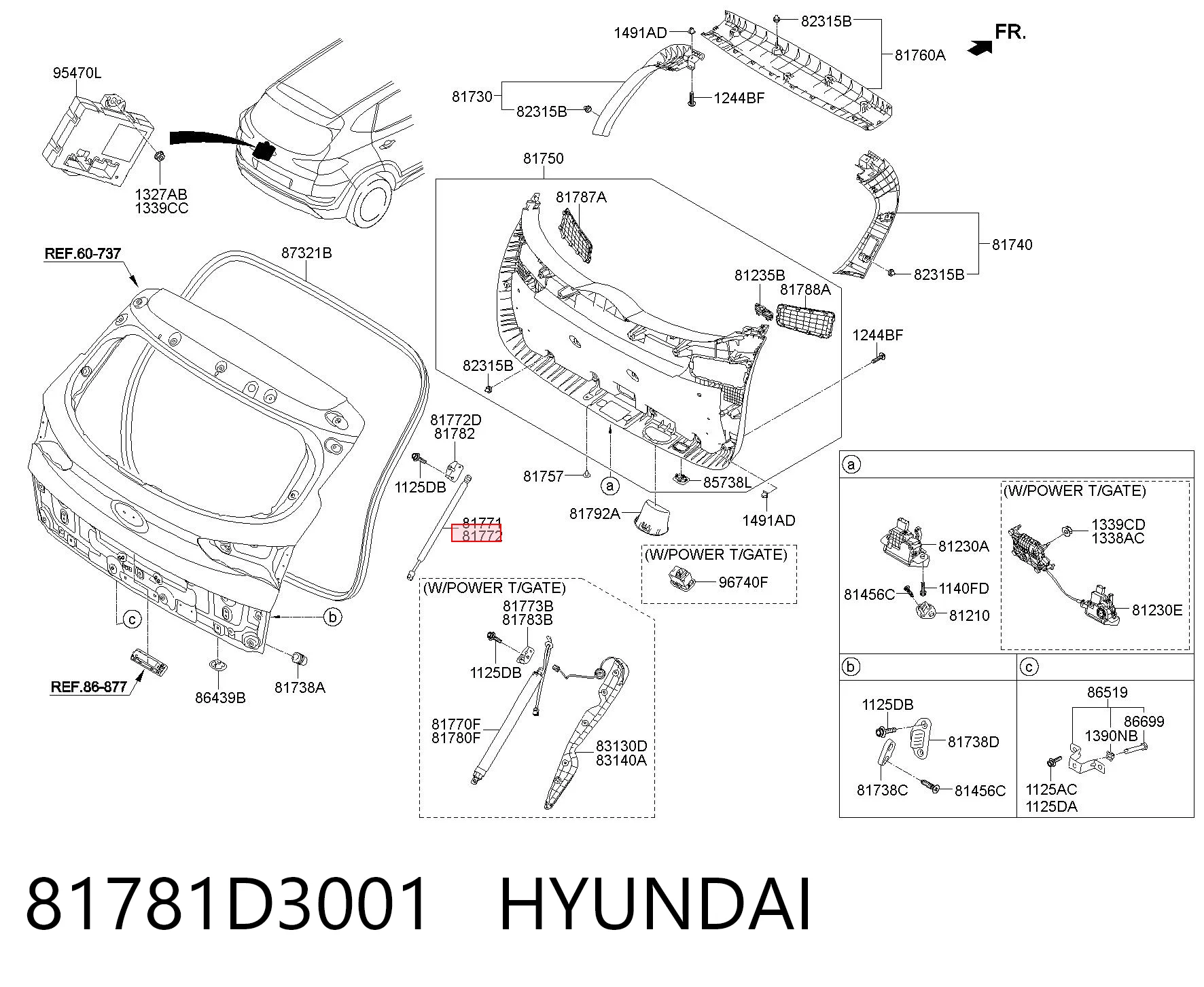 81781D3001 Hyundai/Kia Амортизатор кришки багажника / двері 3/5-ї задньої