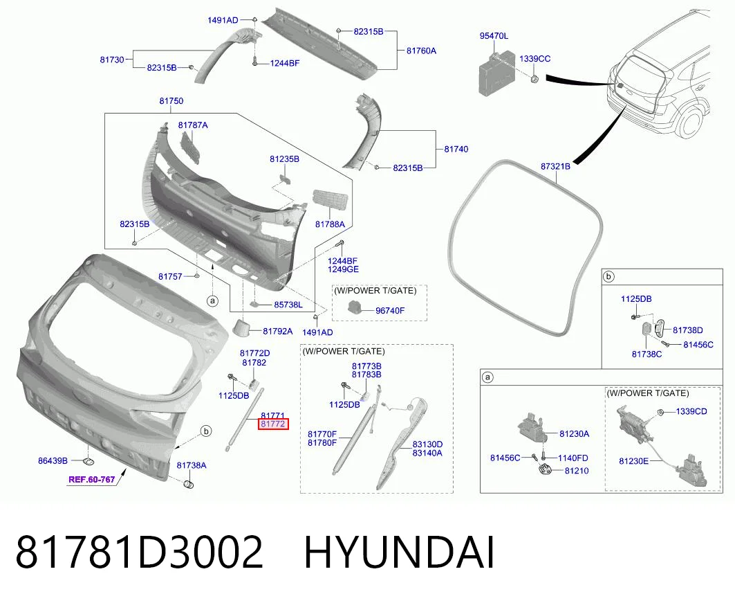 81781D3002 Hyundai/Kia Амортизатор кришки багажника / двері 3/5-ї задньої