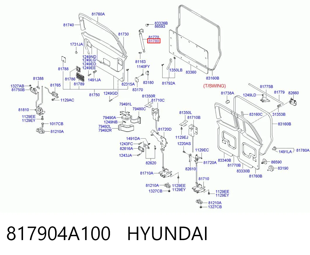 Амортизатор двері задньої Honda 817904A000 ціна, від 7.25 USD