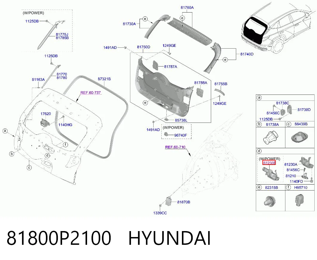 81800P2100 Hyundai/Kia Замок п'ятих дверей