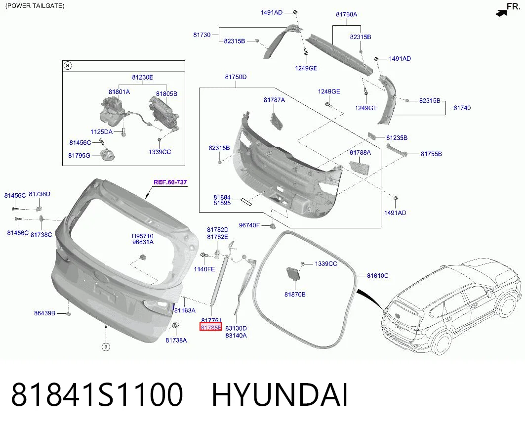 Амортизатор кришки багажника / двері 3/5-ї задньої на Hyundai Santa Fe IV TM, TMA