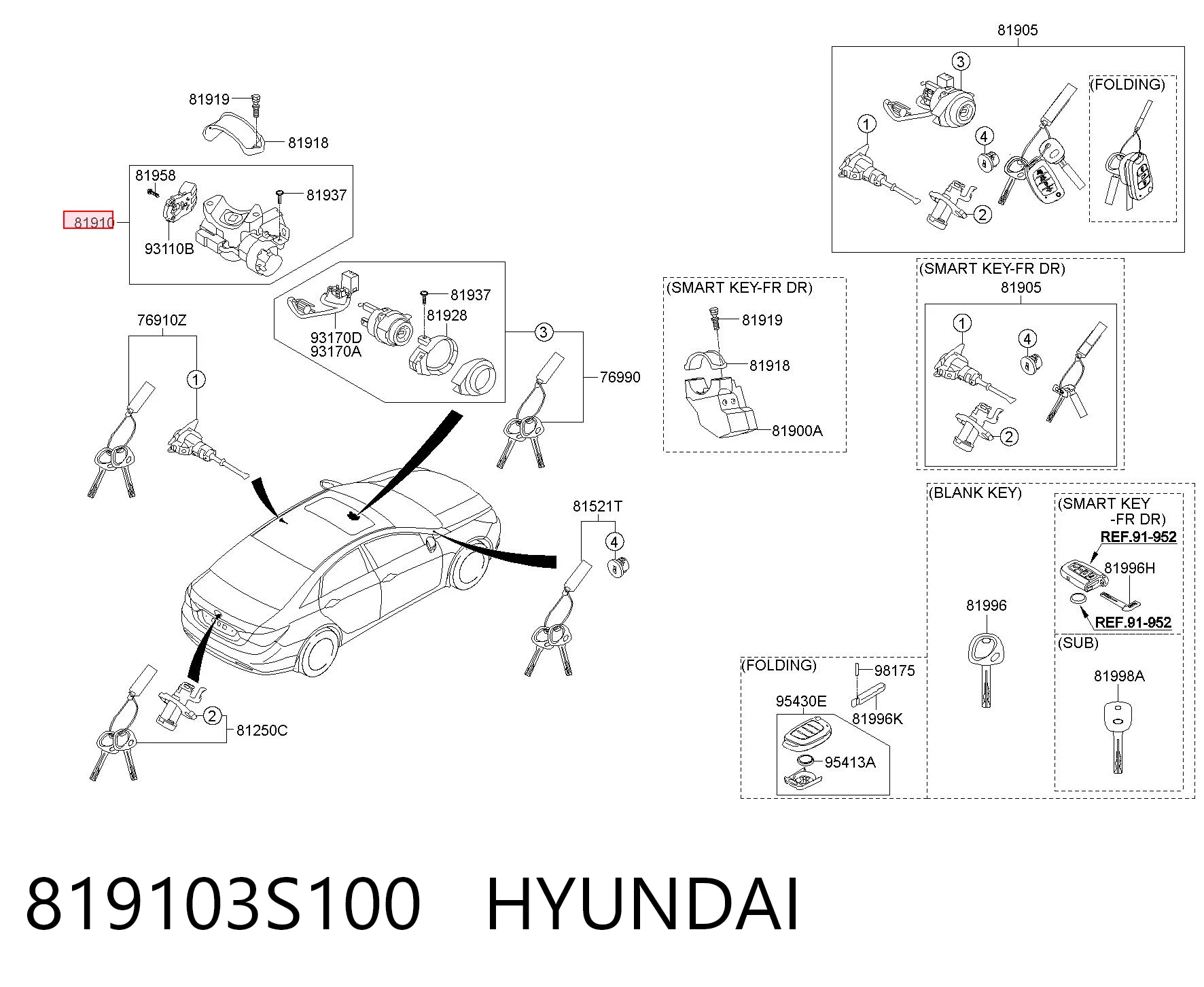 Замок запалювання на Hyundai Sonata VI YF