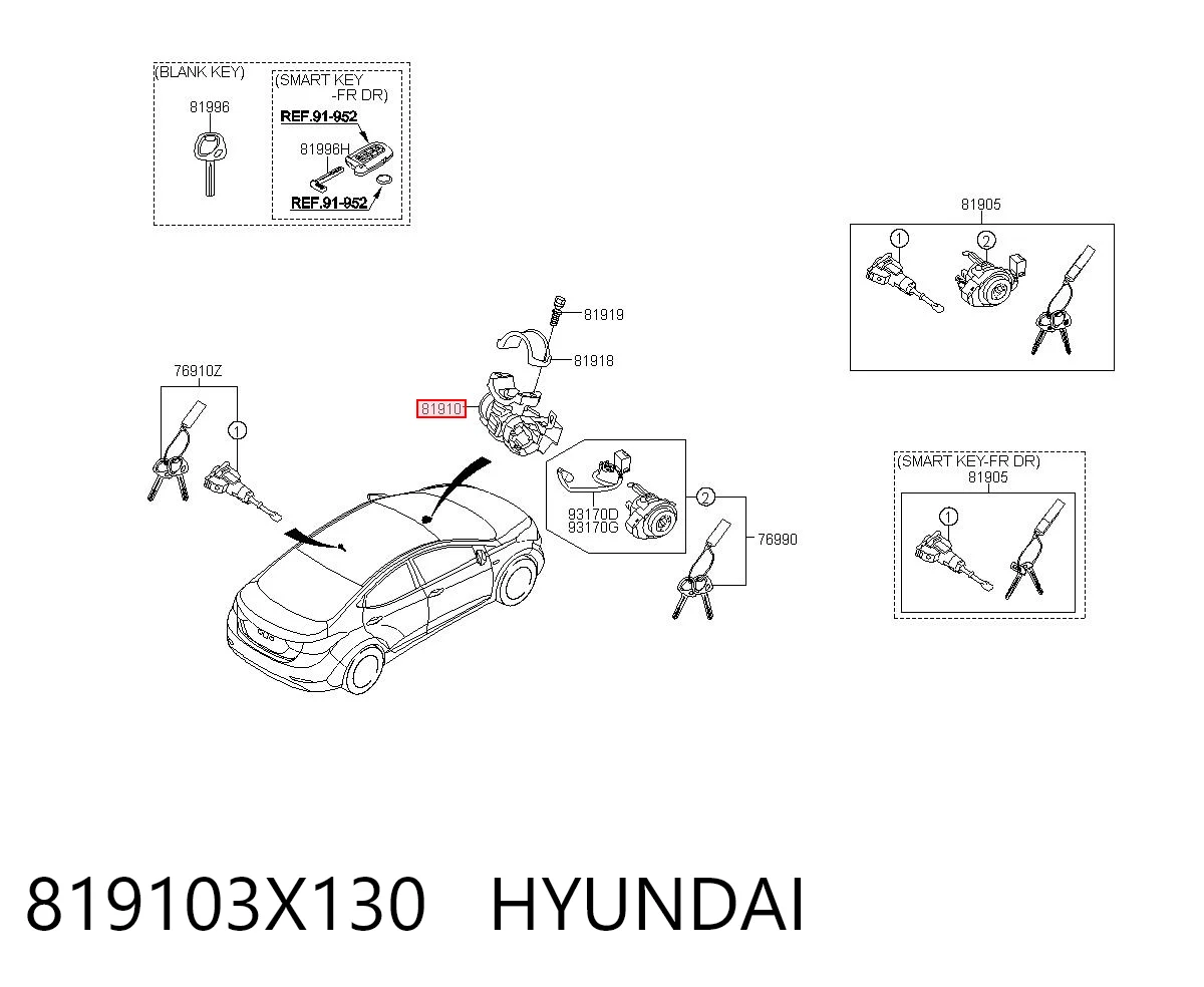 819103X130 Hyundai/Kia Замок запалювання