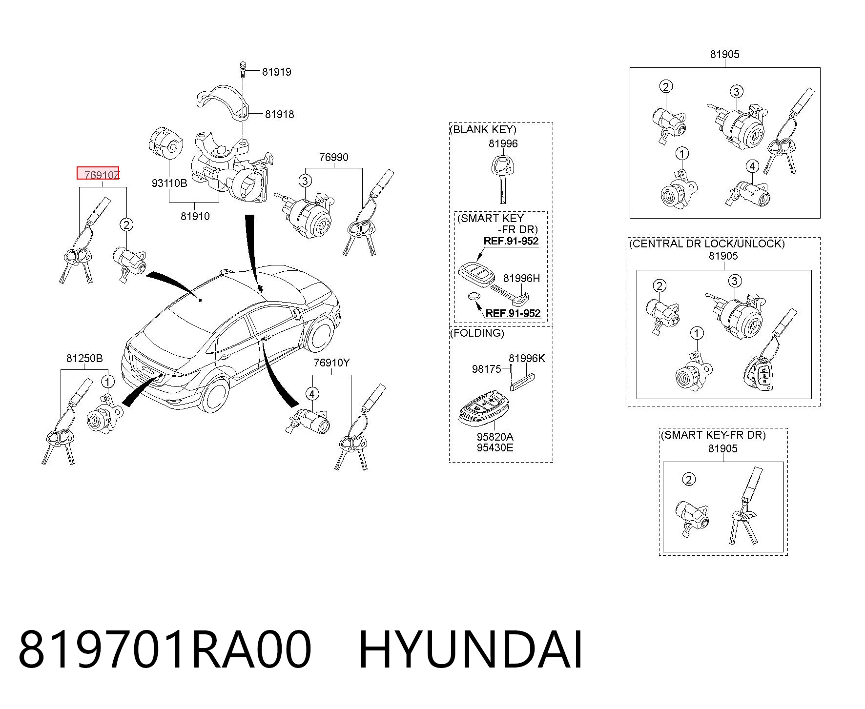 819701RA00 Hyundai/Kia Лічинка замка дверей передніх, лівої