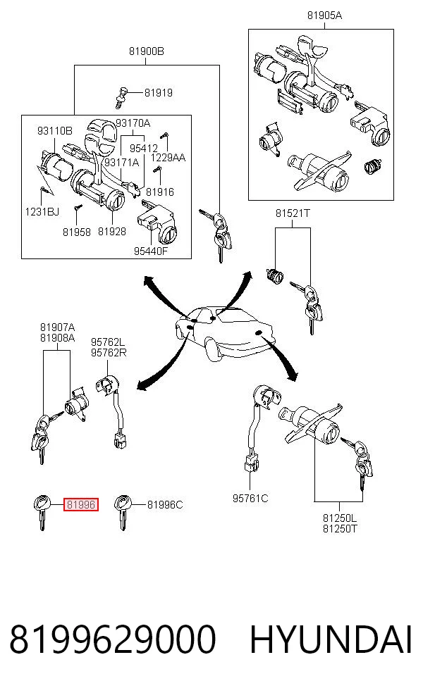 8199629000 Chrysler Заготівля ключа