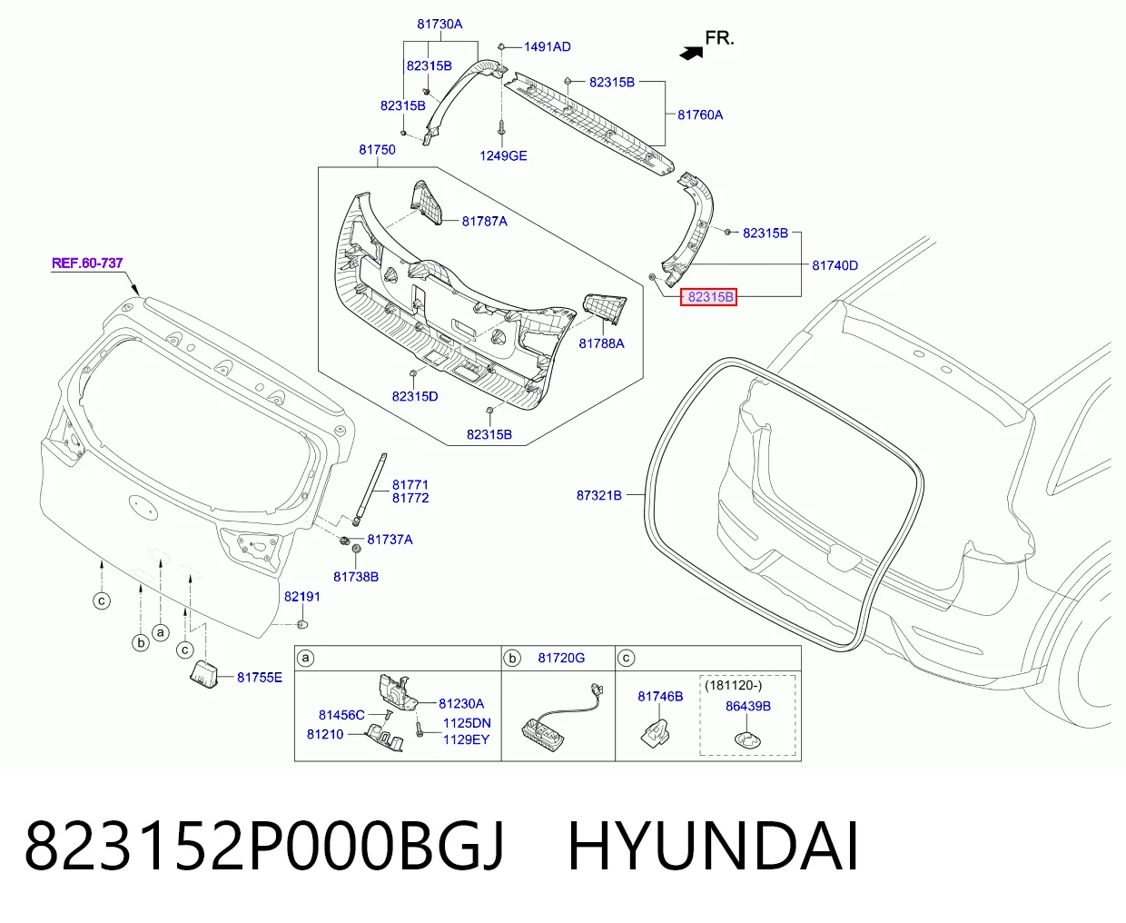 Пістон (кліп) кріплення обшивки дверей 823152P000 Chrysler