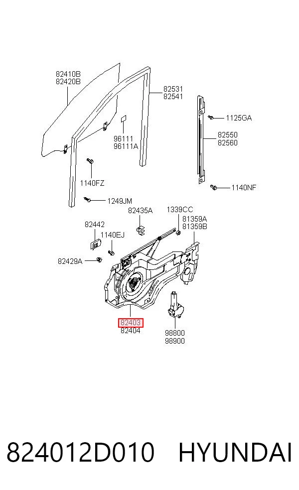 824012D010 Hyundai/Kia Підйомник механічний вітрового скла