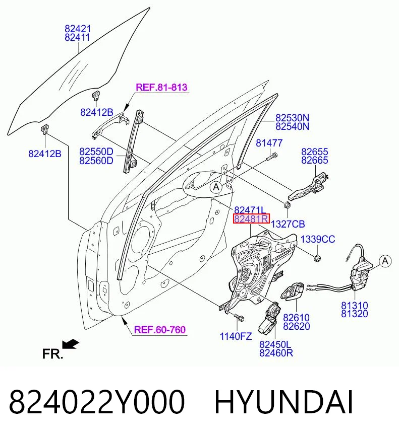 Склопідйомник (механізм переміщення скла) на Hyundai Ix35  LM