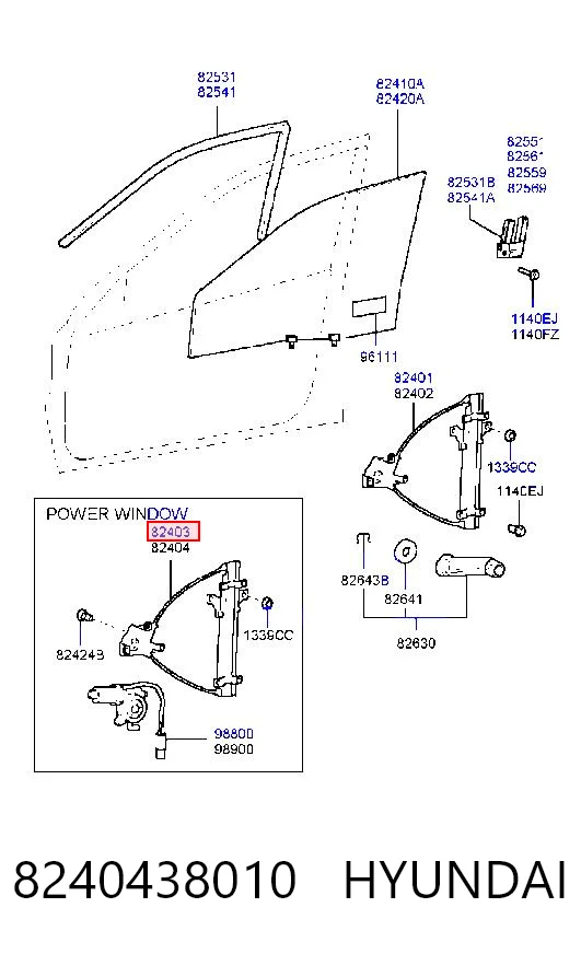 8240438010 Hyundai/Kia Склопідйомник (механізм переміщення скла)