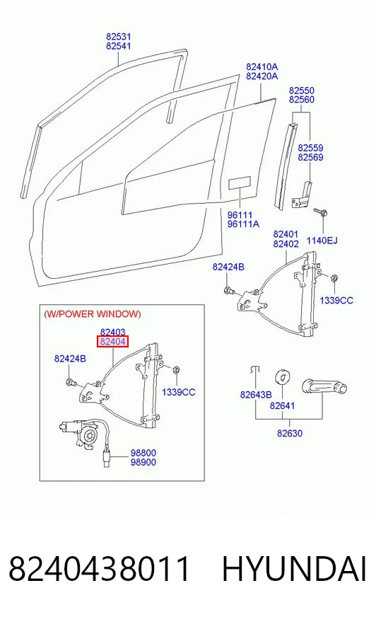 8240438011 Hyundai/Kia Склопідйомник (механізм переміщення скла)