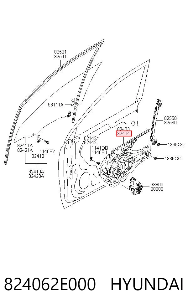 Склопідйомник передньої правої двері на Hyundai Tucson I JM