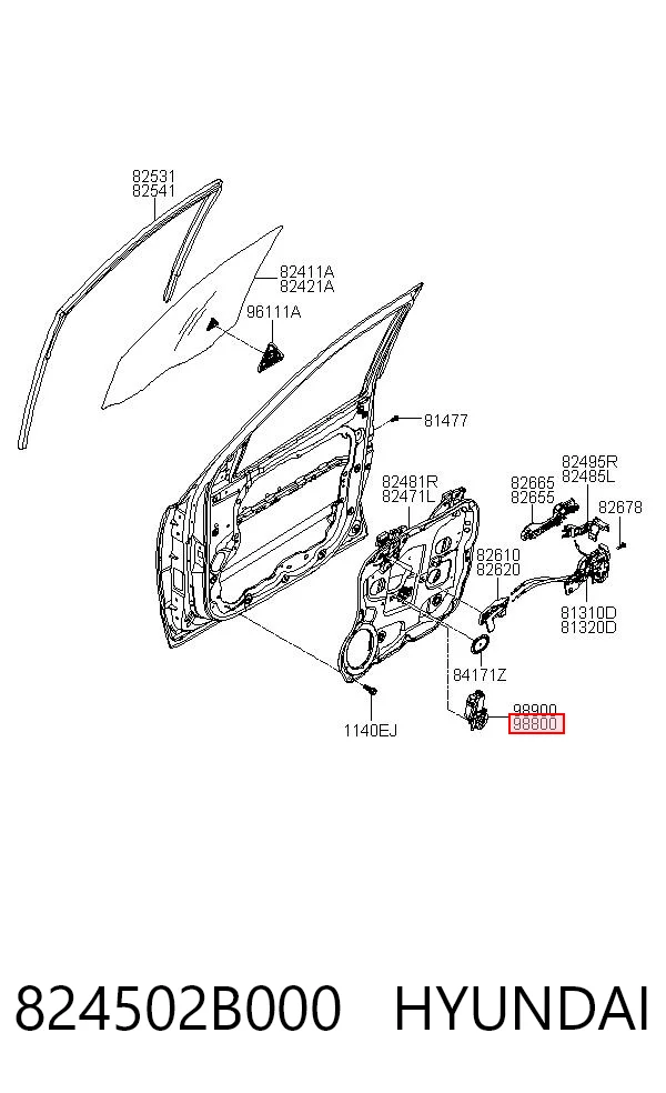 824502B000 Hyundai/Kia Мотор склопідйомника водійських дверей