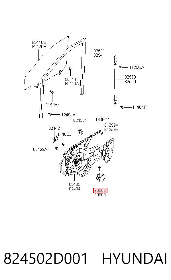 824502D001 Hyundai/Kia Мотор склопідйомника водійських дверей